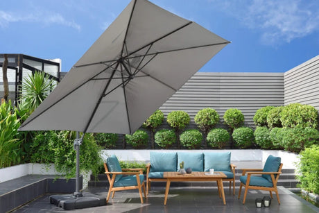 3m Square Cantilever Aluminium Parasol Set - Grey