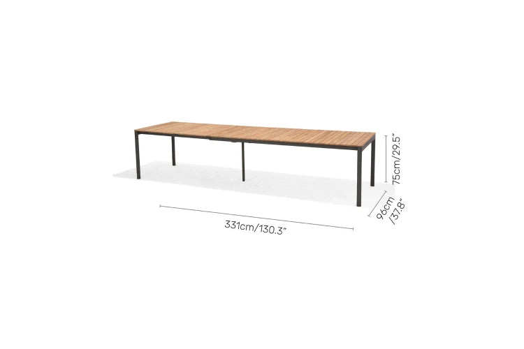 Topaz Dark Rectangular Extendable Table 227-279-331x96cm